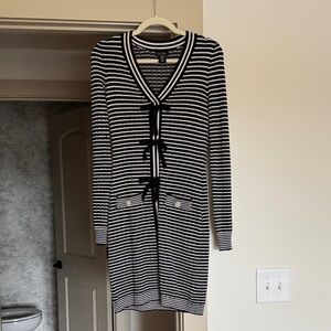 Nicole Miller Black and White Striped Dress